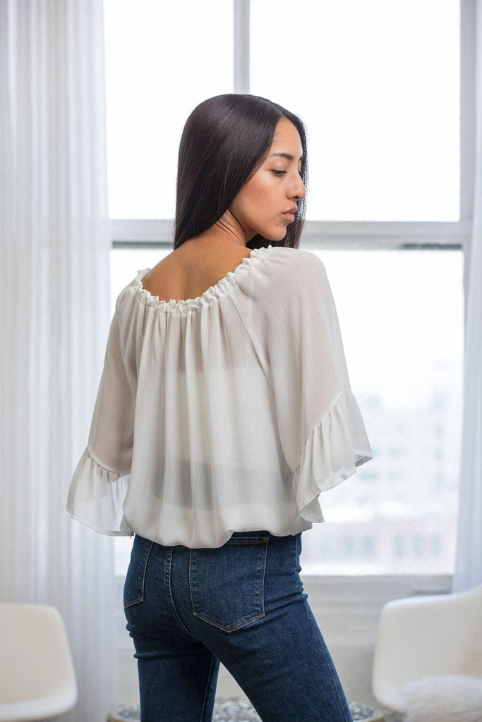 It's A Breeze Off The Shoulder Blouse - White - Avah Couture