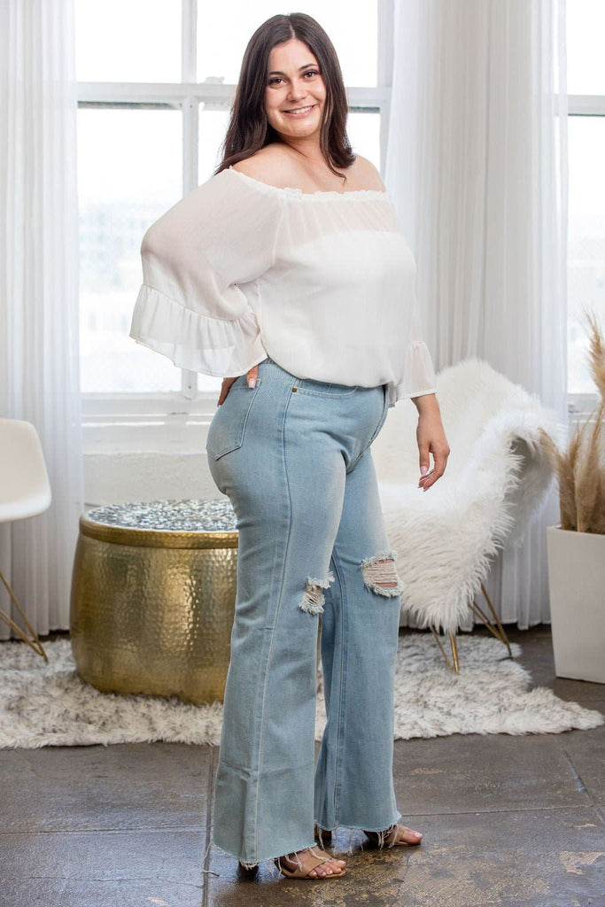 It's A Breeze Off The Shoulder Blouse - White - Avah Couture