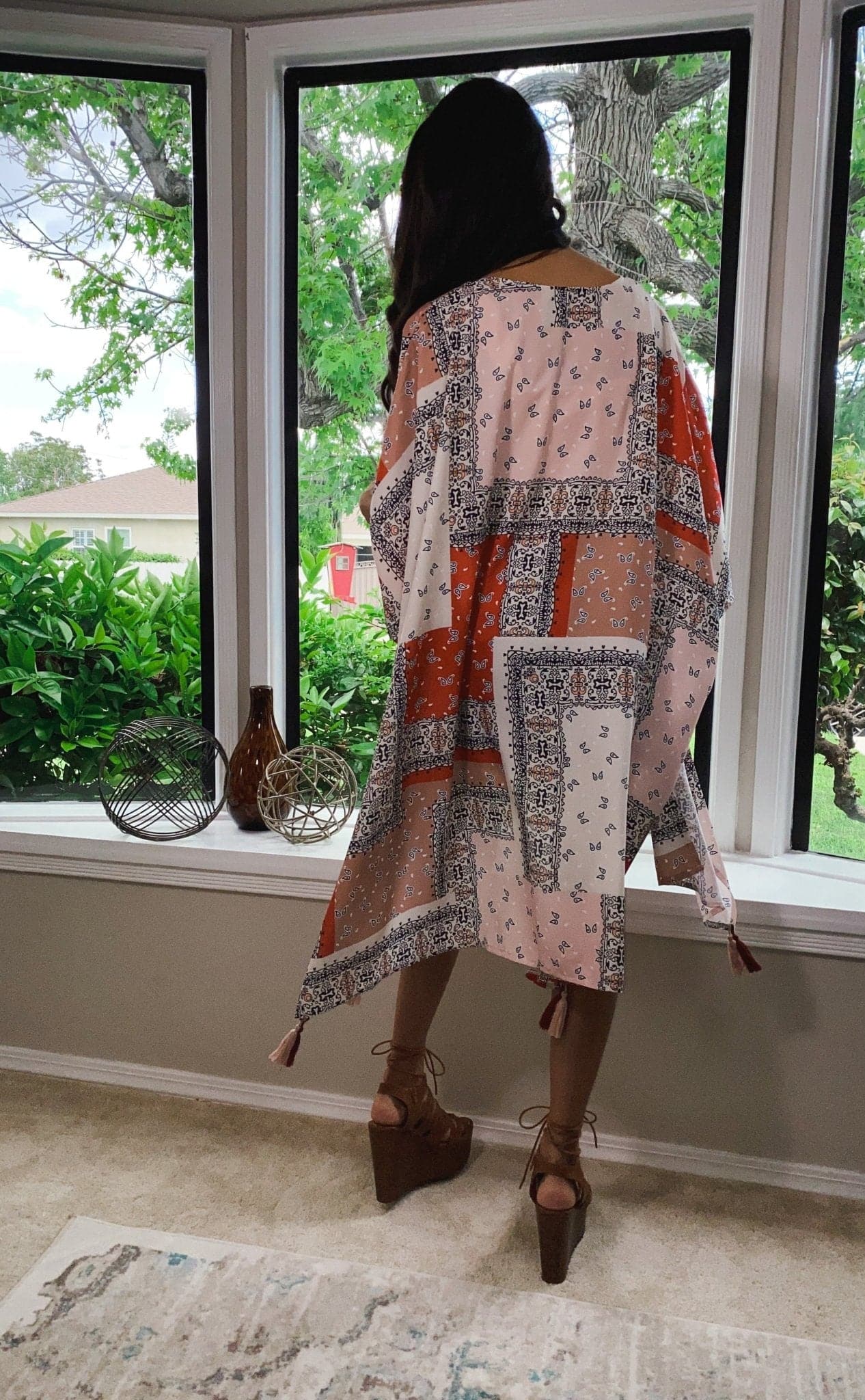 It's a Wrap Mixed Print Kimono with Tassel - Avah Couture