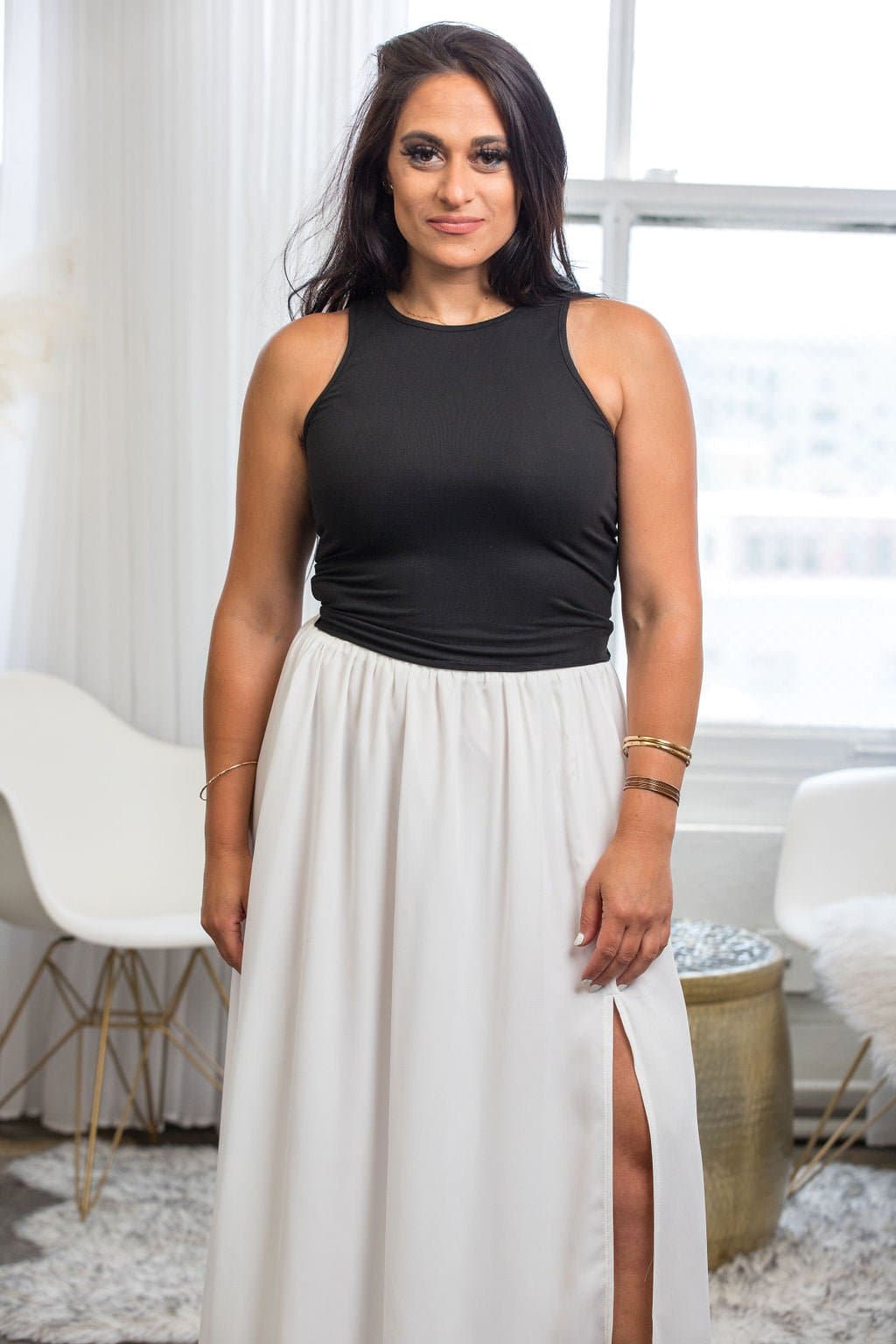 Katie Grace White Slit Maxi Skirt - AVAH