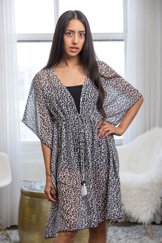 Let's Do This Leopard Kimono With Tassel - Avah Couture