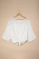 Lovely in Lace Bell Sleeve Blouse - White - AVAH