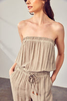 Miranda Raw Edge Tube Jumpsuit - Blue or Taupe -  AVAH