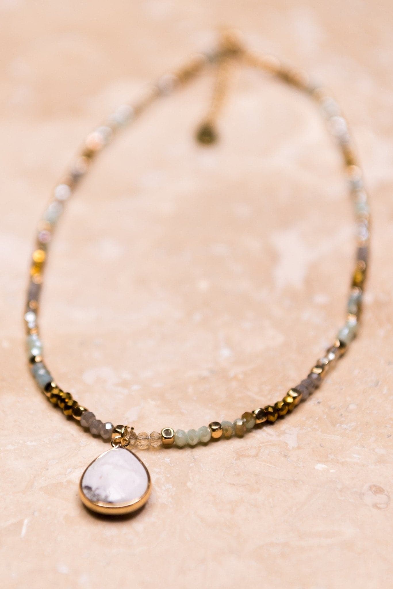 Most Wanted Marble Charm Teardrop Necklace - AVAH