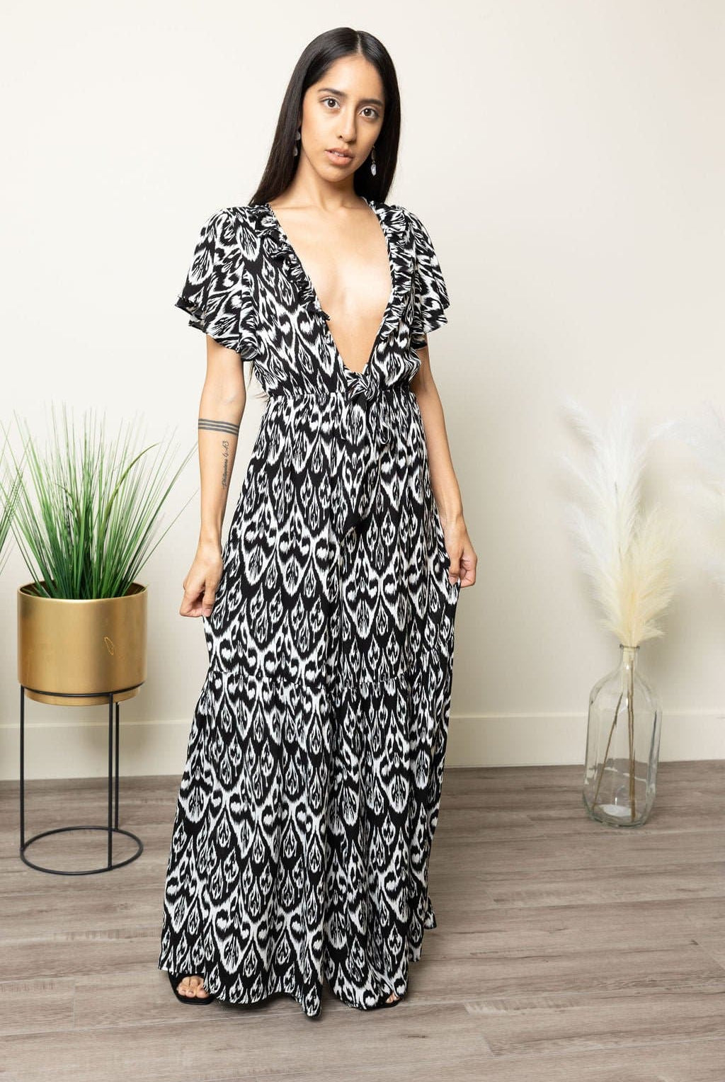 Nightline Elegant Full Length Maxi Jumpsuit - Black - Avah Couture