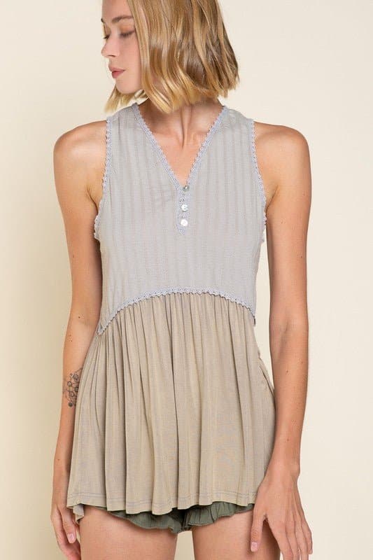 AVAH-Ocean Air Babydoll Sleeveless Top
