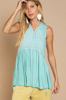 AVAH-Ocean Air Babydoll Sleeveless Top
