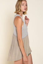 AVAH-Ocean Air Babydoll Sleeveless Top