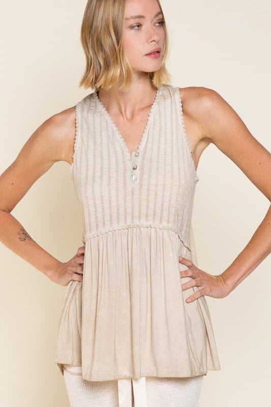 AVAH-Ocean Air Babydoll Sleeveless Top