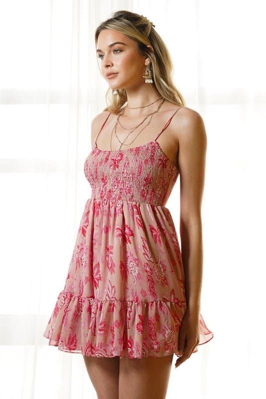 Oh Baby Ruffle Mini Dress - Pink - AVAH