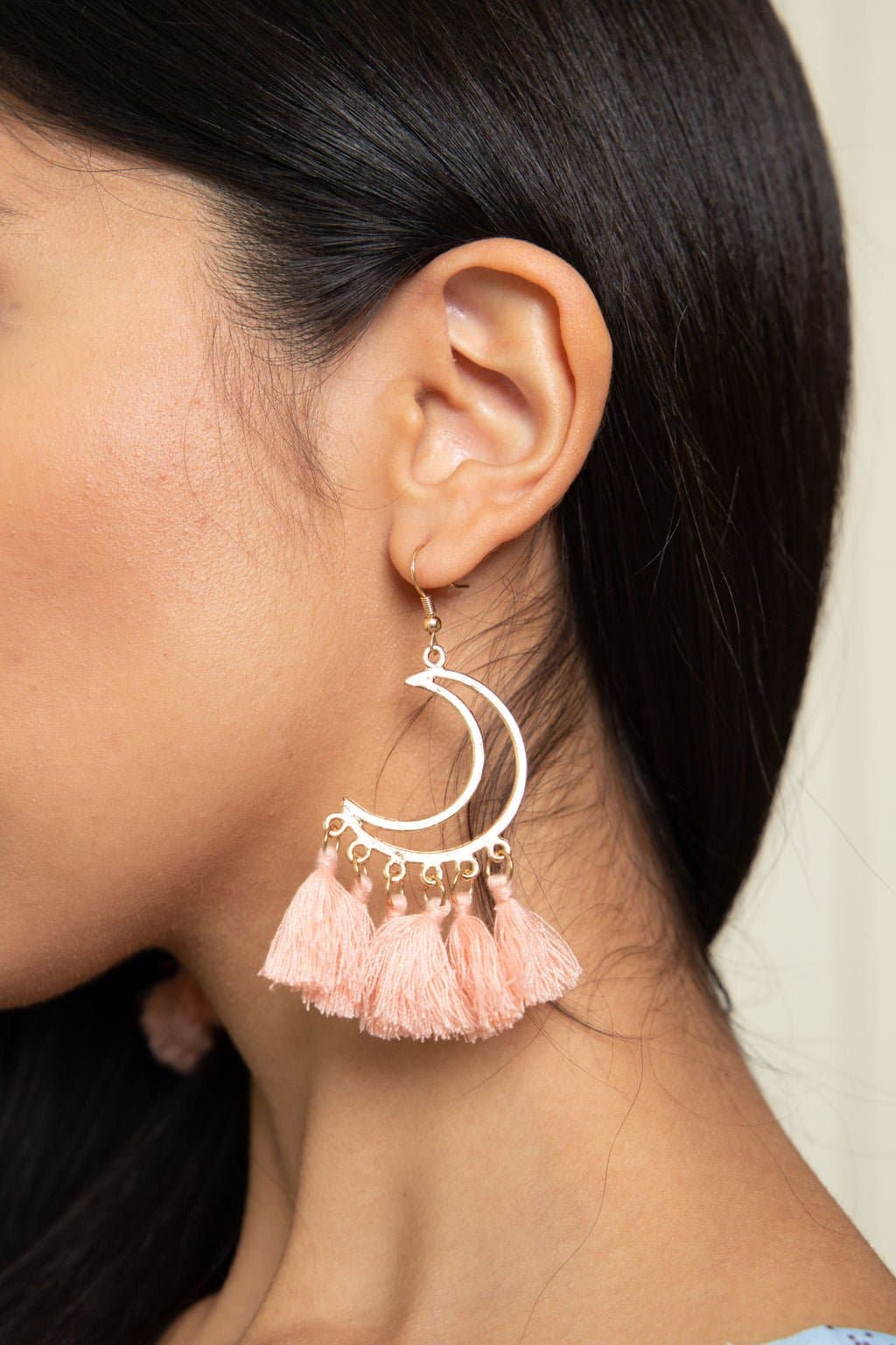 Over The Moon Tassel Drop Earring -AVAH