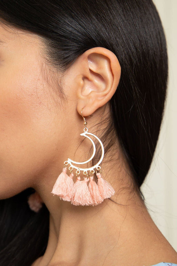 Over The Moon Tassel Drop Earring - Avah Couture