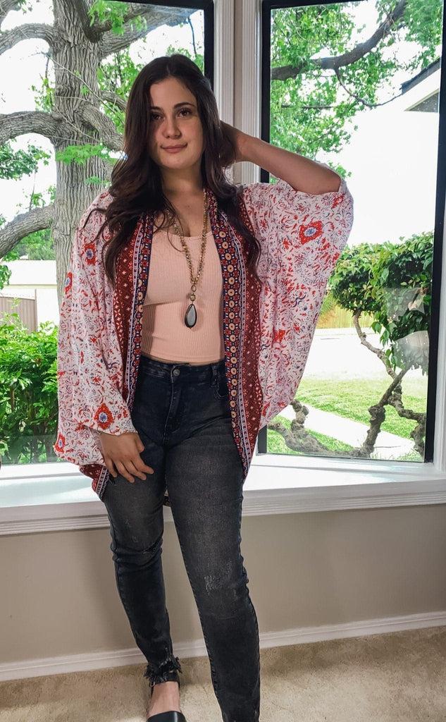 Pacific Coast Mixed Print Kimono - Avah Couture