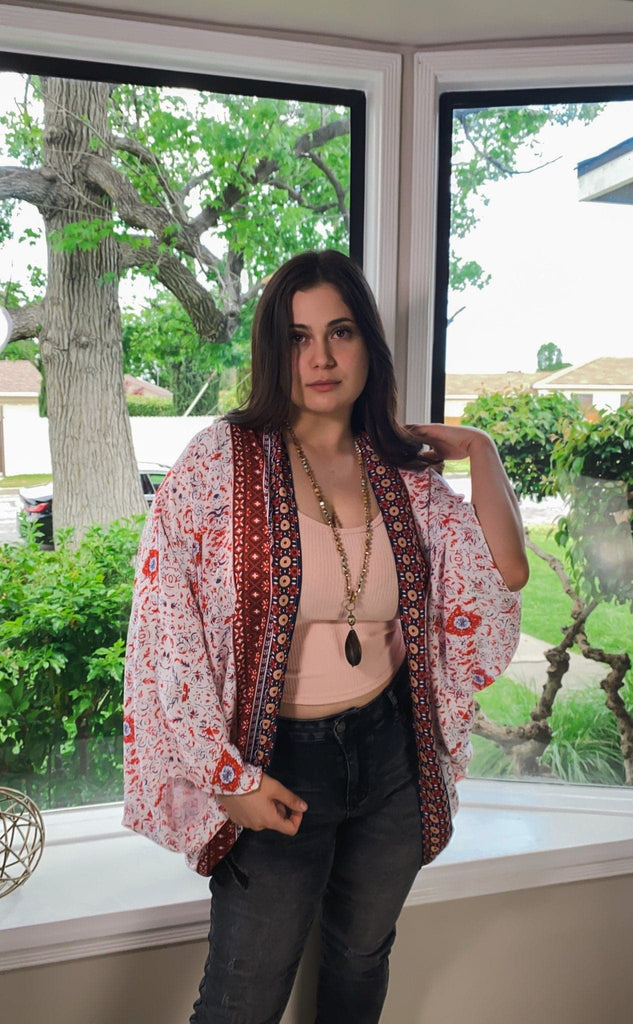 Pacific Coast Mixed Print Kimono - Avah Couture