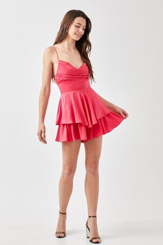 Paradise Pink Cowl Neck Cami Romper - Avah Couture