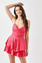 Paradise Pink Cowl Neck Cami Romper - AVAH