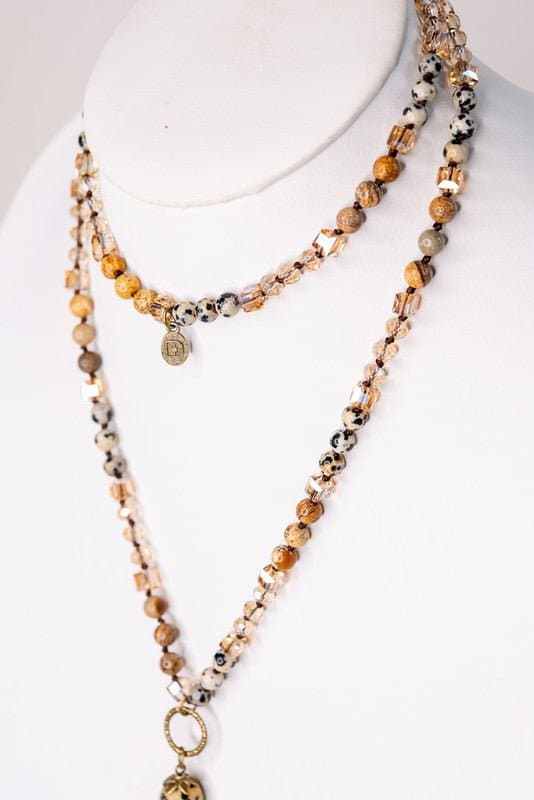 Polished Babe Crystal And Stone Bead Necklace - Avah Couture
