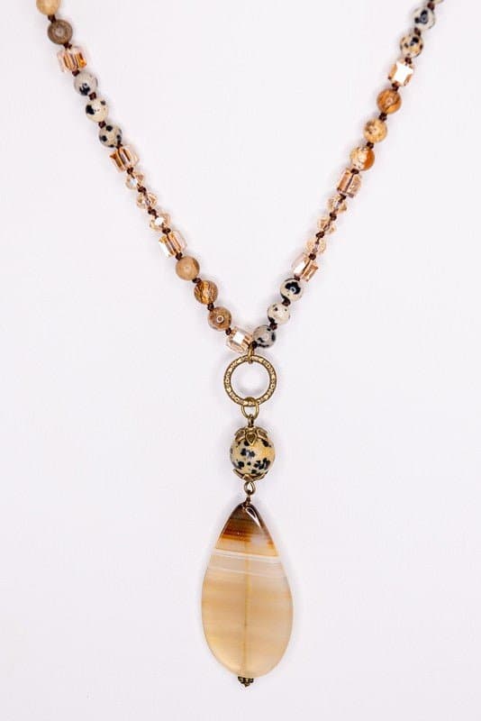 Polished Babe Crystal And Stone Bead Necklace - Avah Couture