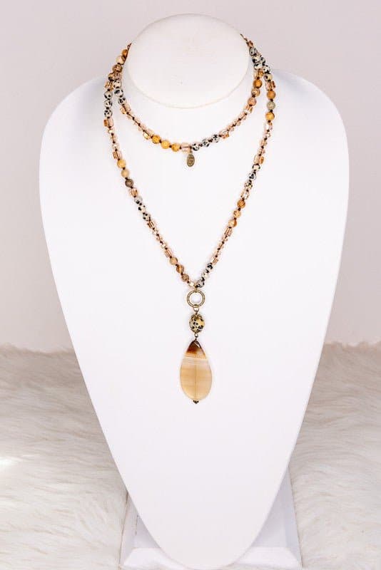 Polished Babe Crystal And Stone Bead Necklace - Avah Couture