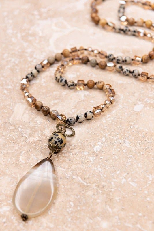 Polished Babe Crystal And Stone Bead Necklace - Avah Couture