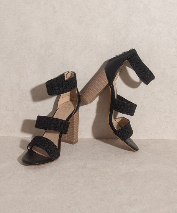 Presley Lifted Heel Sandal Black - Avah Couture