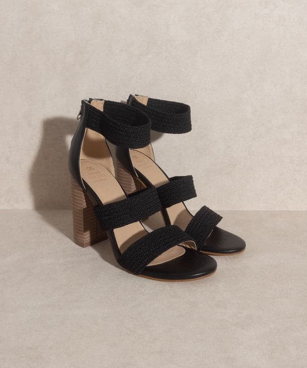 Presley Lifted Heel Sandal Black - Avah Couture