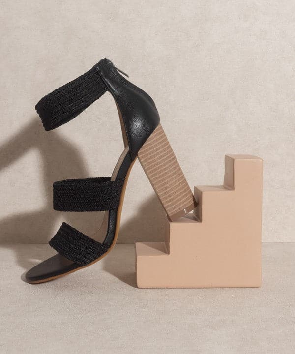 Presley Lifted Heel Sandal Black - Avah Couture