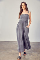 Simple Moments Smocked Wide Leg Jumpsuit - Avah Couture