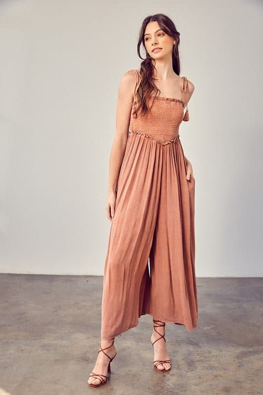 Simple Moments Smocked Wide Leg Jumpsuit - Avah Couture