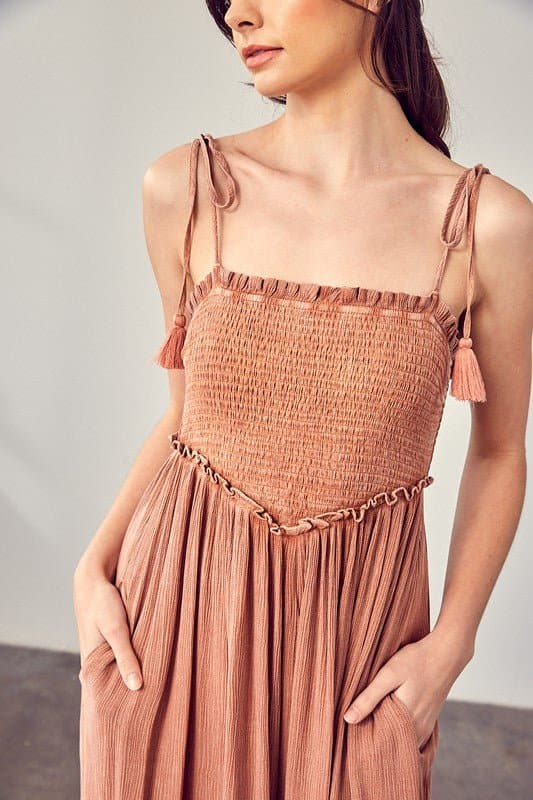 Simple Moments Smocked Wide Leg Jumpsuit - Avah Couture