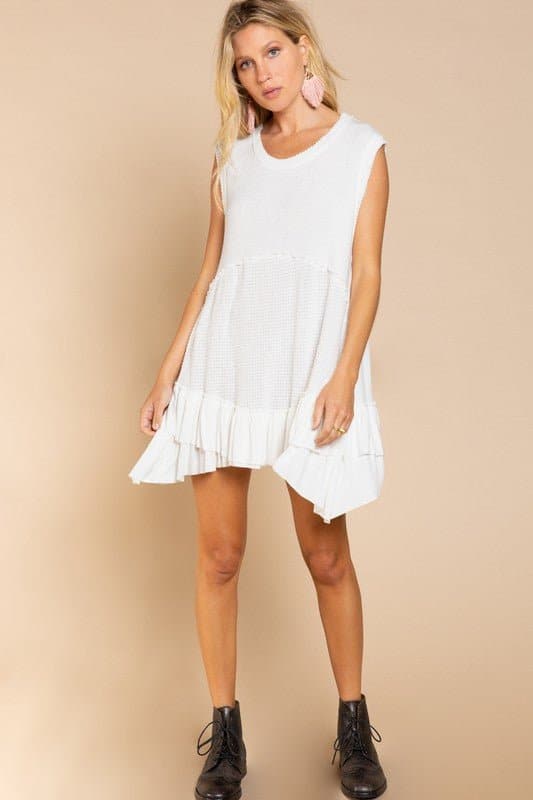 Simply Satisfying Sleeveless Ruffle Hem Mini Dress - Avah Couture