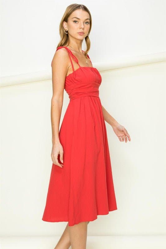 Stop And Stare Tie Strap Midi Dress - Available in 3 colors - Avah Couture