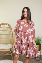 Summer Rose 3/4 Sleeve Ruffle Dress - AVAH