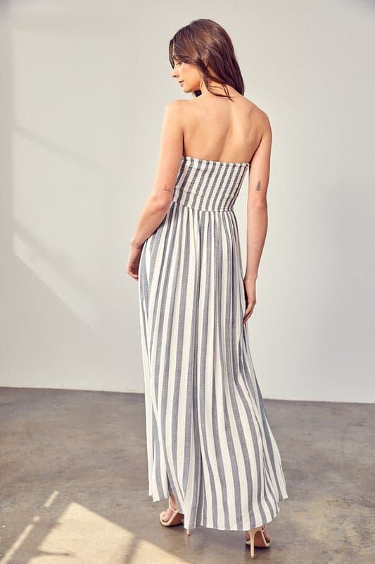 AVAH-Sweetheart Stripe Strapless Maxi Dress