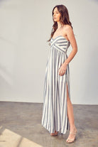 AVAH-Sweetheart Stripe Strapless Maxi Dress