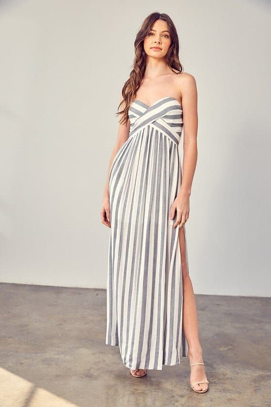 Sweetheart Stripe Tube Maxi Dress - Avah Couture
