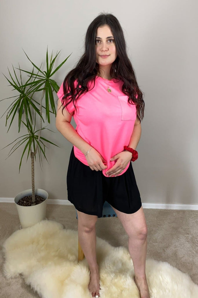Taylor Neon Pink Tee - Avah Couture