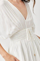 The Kimberly Smocked Waist Mini Dress - White or Coral - Avah Couture